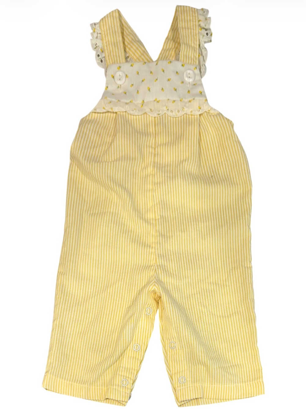 VTG Striped Floral Rosebud Overalls